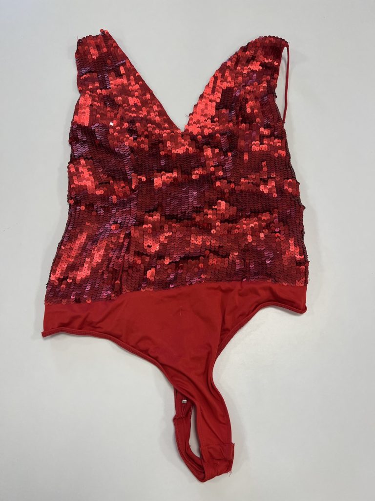 BODYSUIT ROOD MET GLITTER