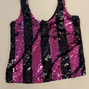 GLITTERTOP ZWART/PAARS