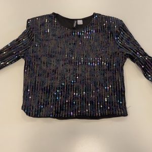 GLITTERTOP ZWART LANGE MOUW