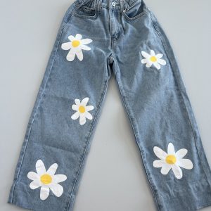 JEANSBROEK MET BLOEMEN