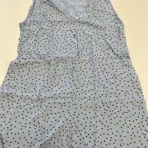 JUMPSUIT BLAUW MET ZWARTE BOLLETJES