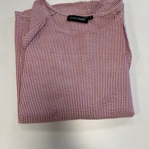 T-SHIRT KORTE MOUW ROOD/WIT GESTREEPT DAMES