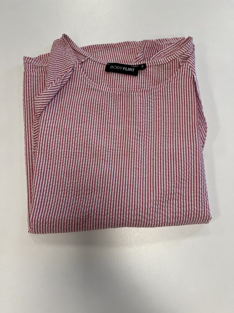 T-SHIRT KORTE MOUW ROOD/WIT GESTREEPT DAMES
