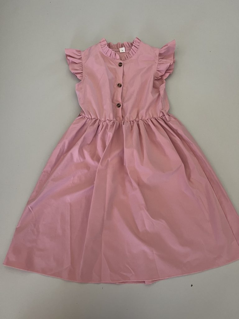 ROZE JURK MET ZWART LINT (KIDS)