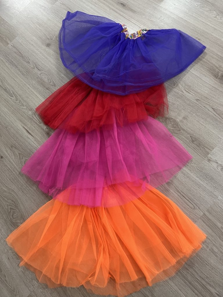 TULE ROK PAARS, ROOD, ROZE, ORANJE
