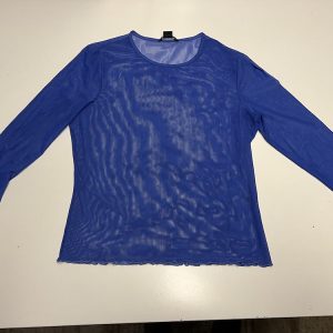 BLAUWE BLOUSE DOORKIJK LANGE MOUWEN