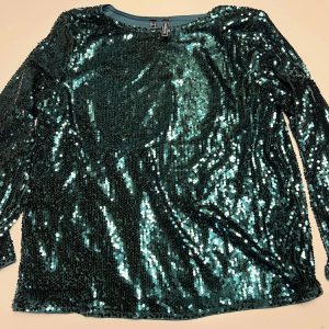 BLOUSE PETROL PAILETTEN DAMES