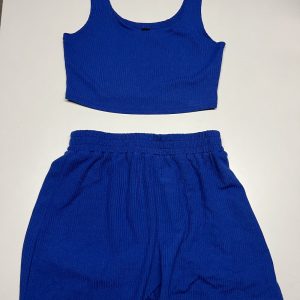 SET BLAUWE TOP BREDE BAND MET BROEK