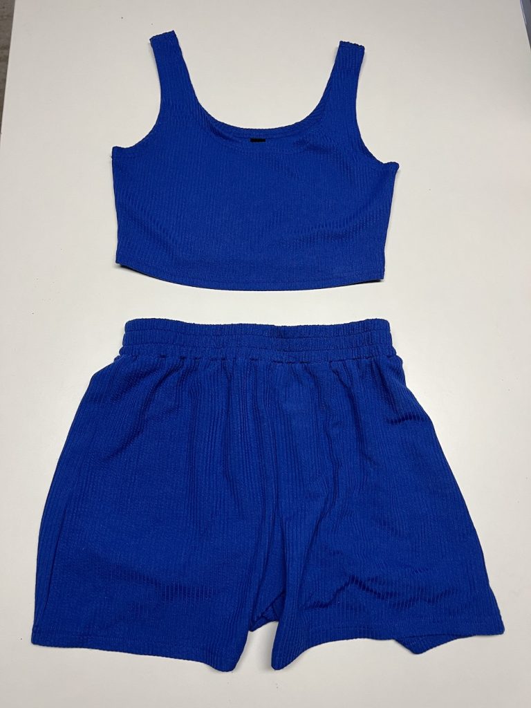 SET BLAUWE TOP BREDE BAND MET BROEK